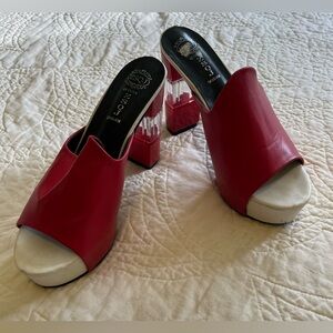 ZSQJ QUANJIN Platform Heels. Red & White. Size 8
